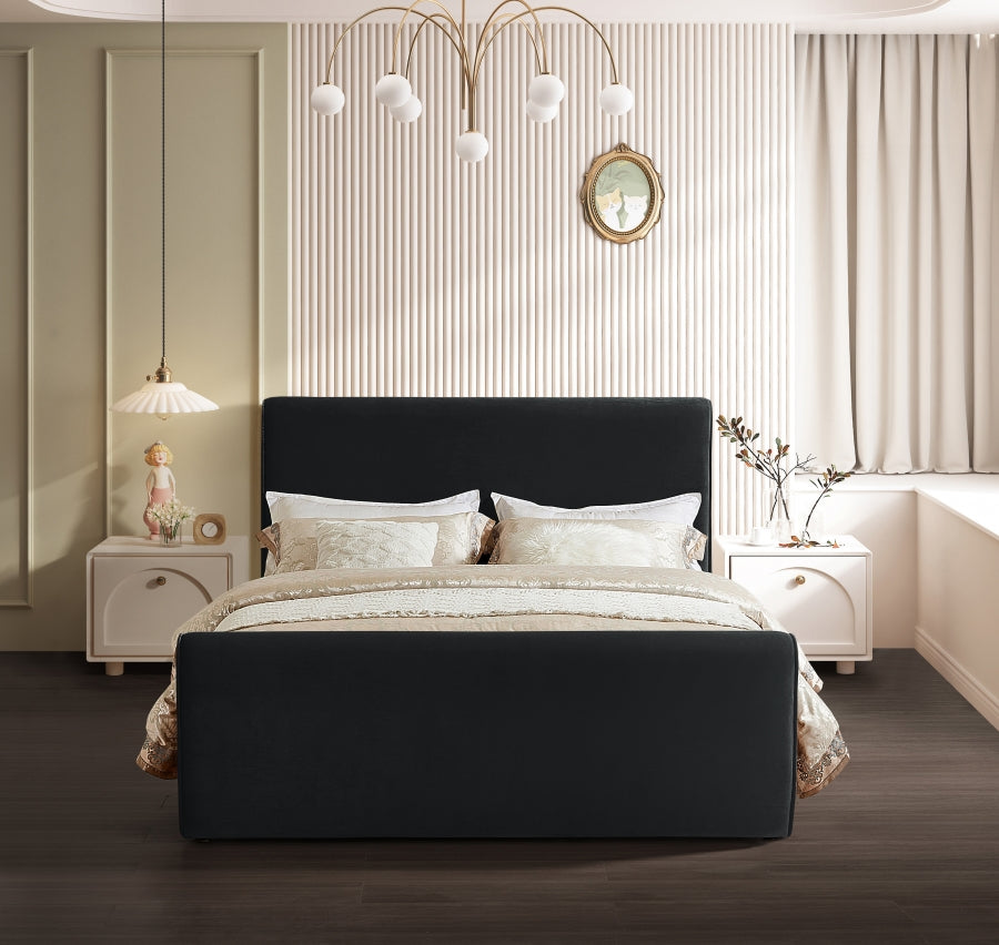 Black Sloan Velvet King Bed from Meridian - Luna Furniture