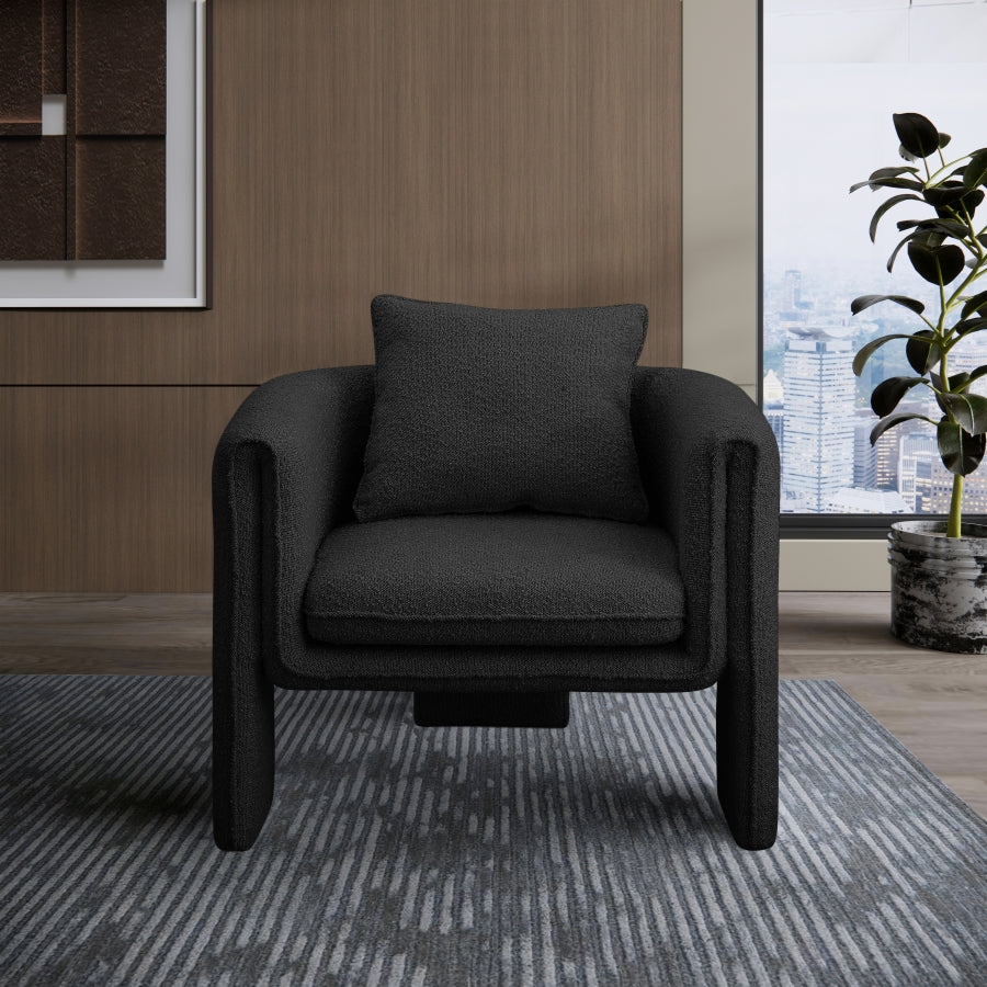 Black Stylus Boucle Accent Chair from Meridian - Luna Furniture