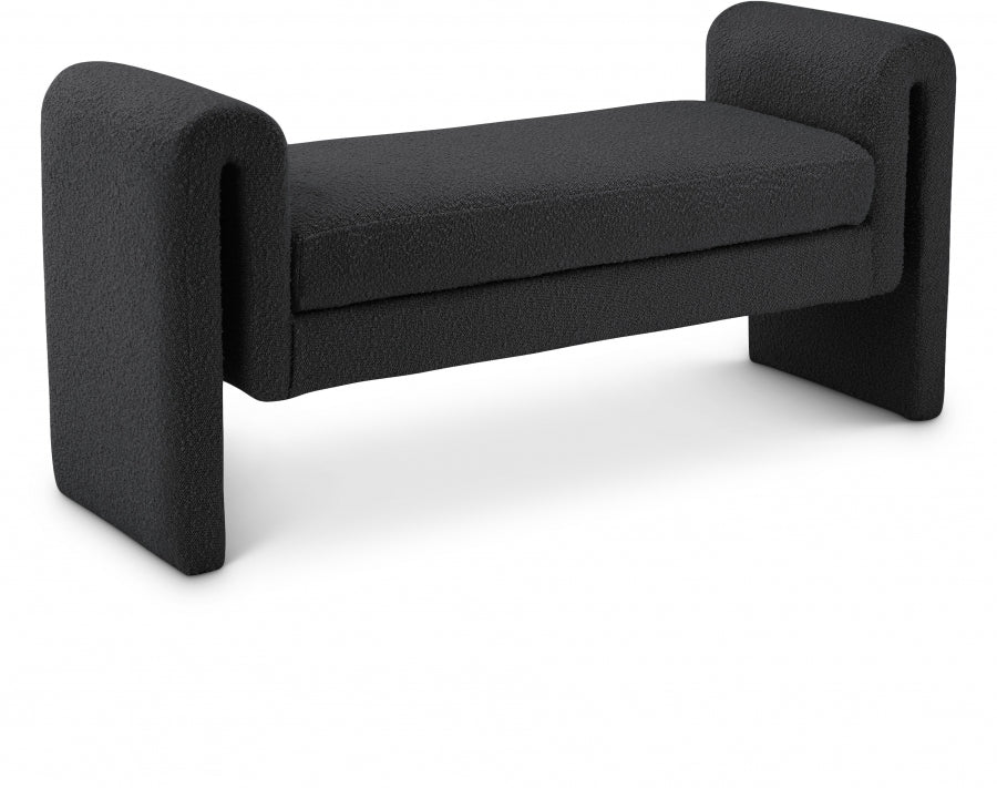 Stylus Black Boucle Fabric 51" Bench from Meridian - Luna Furniture