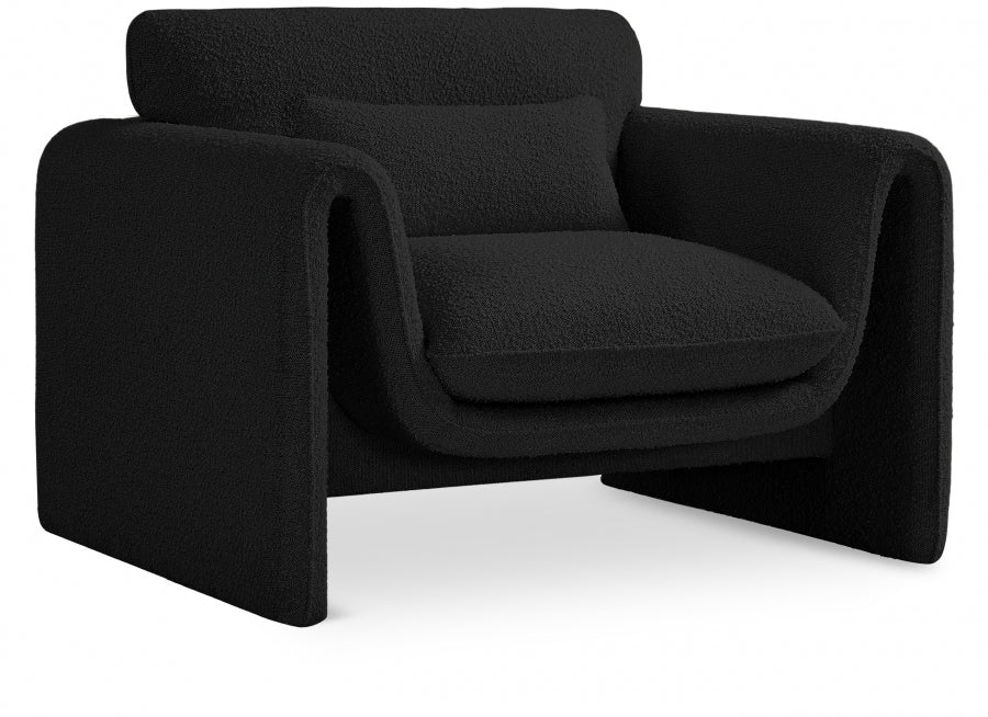 Black Stylus Boucle Fabric Chair from Meridian - Luna Furniture