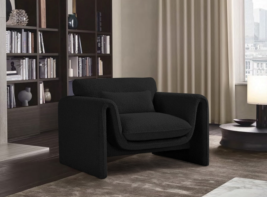 Black Stylus Boucle Fabric Chair from Meridian - Luna Furniture