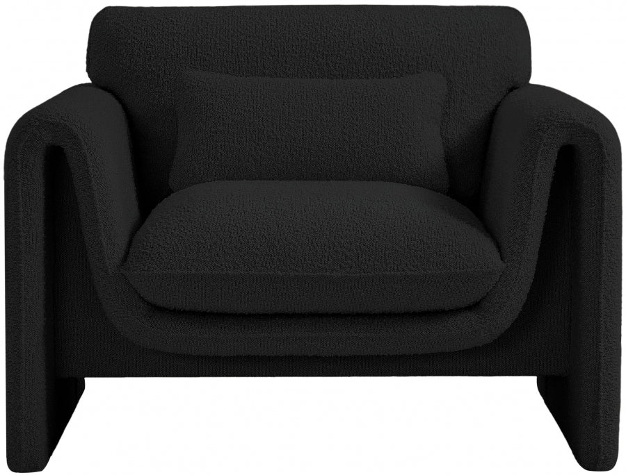 Black Stylus Boucle Fabric Chair from Meridian - Luna Furniture