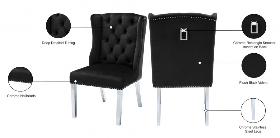 Suri Black Velvet Dining Chair from Meridian - Luna Furniture