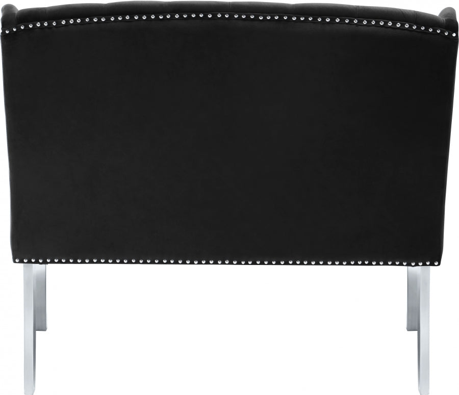 Suri Black Velvet Settee Bench from Meridian - Luna Furniture