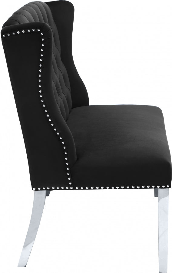 Suri Black Velvet Settee Bench from Meridian - Luna Furniture