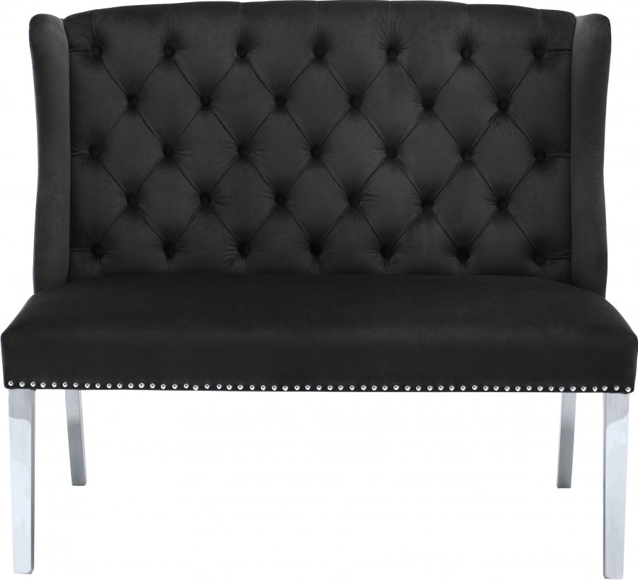 Suri Black Velvet Settee Bench from Meridian - Luna Furniture