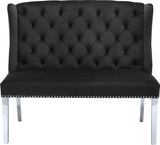 Suri Black Velvet Settee Bench from Meridian - Luna Furniture