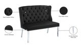 Suri Black Velvet Settee Bench from Meridian - Luna Furniture