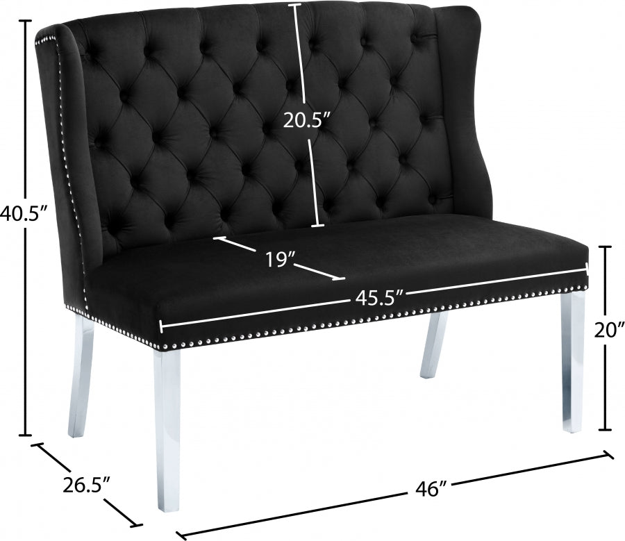 Suri Black Velvet Settee Bench from Meridian - Luna Furniture