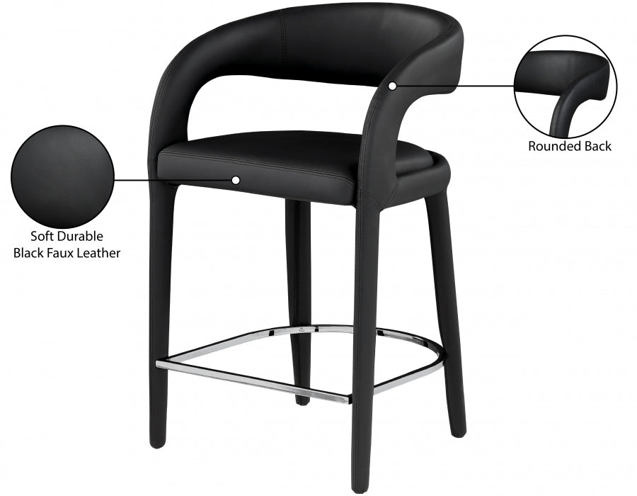 Sylvester Black Faux Leather Counter Stool from Meridian - Luna Furniture