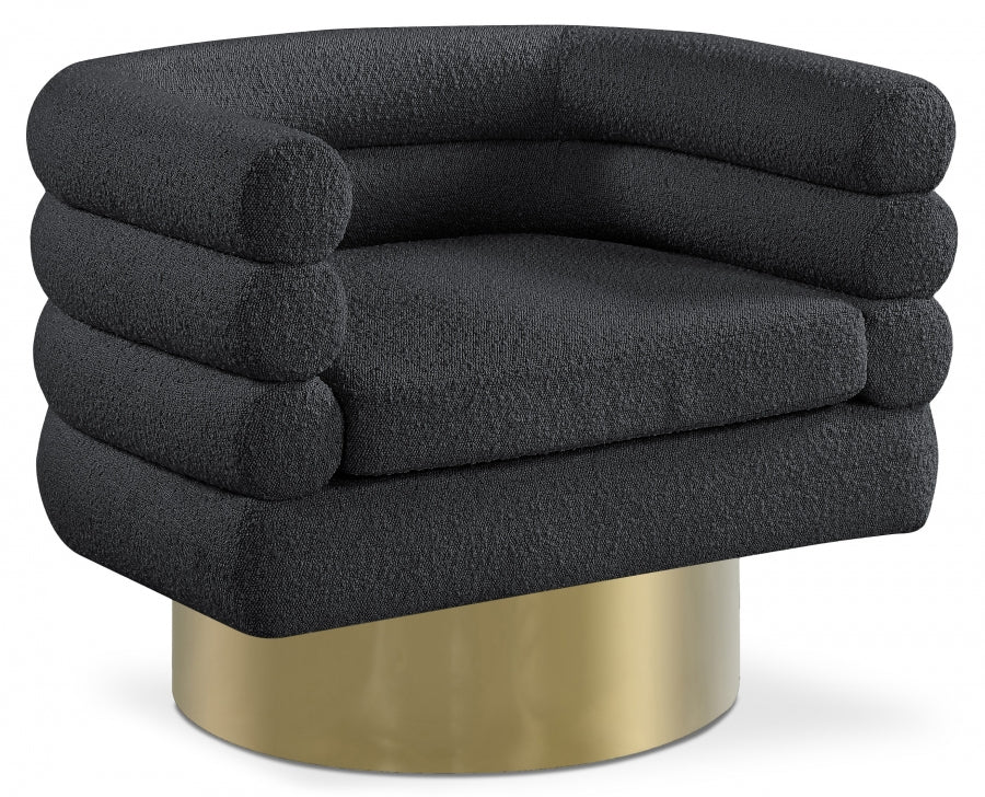 Tessa Black Boucle Fabric Accent Chair from Meridian - Luna Furniture