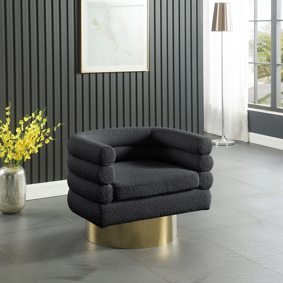 Tessa Black Boucle Fabric Accent Chair from Meridian - Luna Furniture