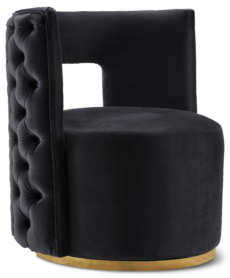 Theo Black Velvet Accent Chair from Meridian - Luna Furniture