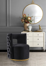 Theo Black Velvet Accent Chair from Meridian - Luna Furniture