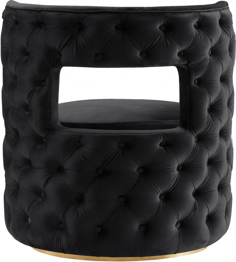 Theo Black Velvet Accent Chair from Meridian - Luna Furniture