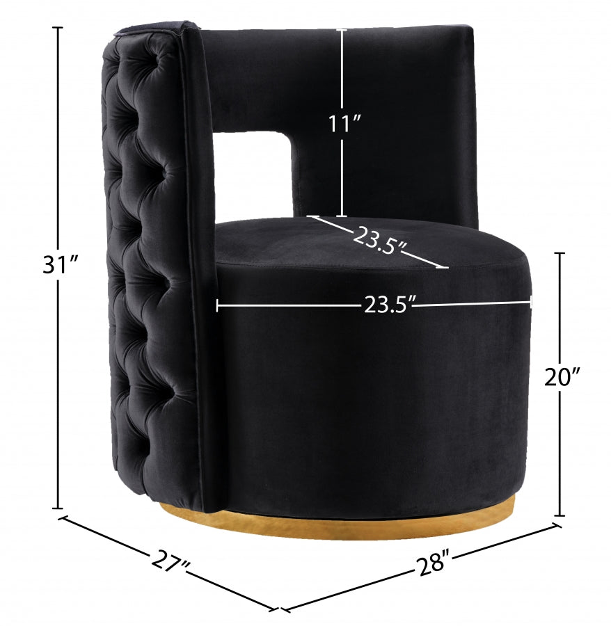 Theo Black Velvet Accent Chair from Meridian - Luna Furniture