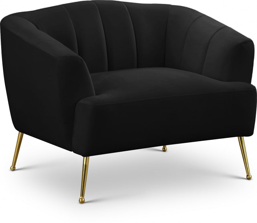 Tori Black Velvet Chair from Meridian - Luna Furniture