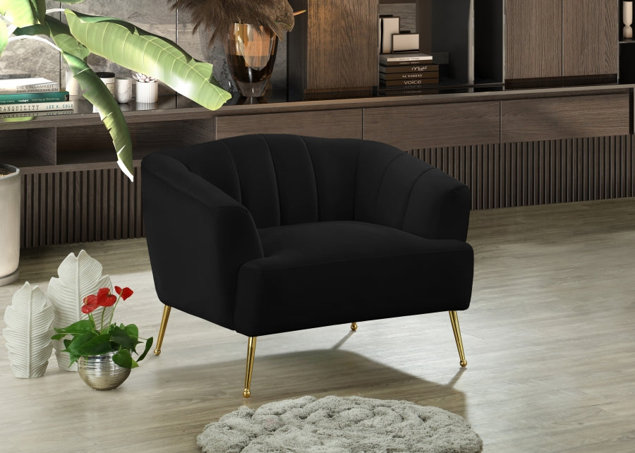 Tori Black Velvet Chair from Meridian - Luna Furniture