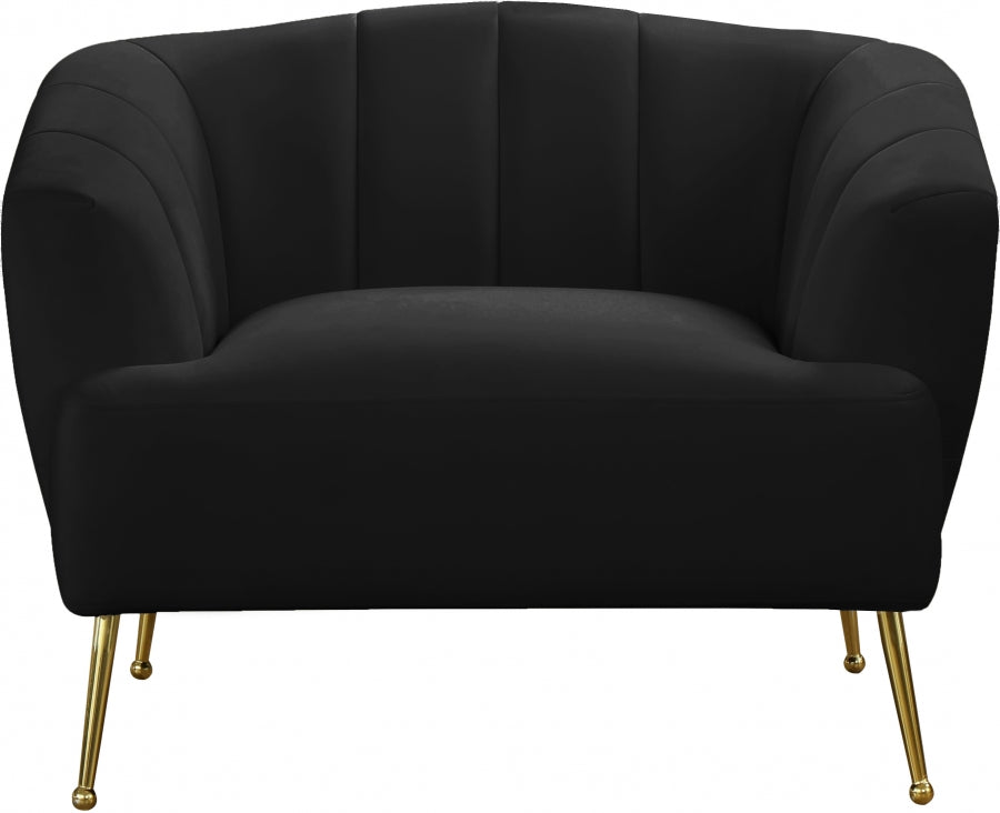 Tori Black Velvet Chair from Meridian - Luna Furniture