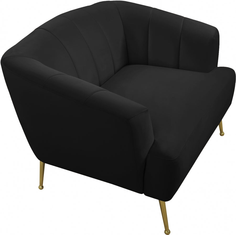 Tori Black Velvet Chair from Meridian - Luna Furniture