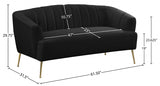 Tori Black Velvet Loveseat from Meridian - Luna Furniture