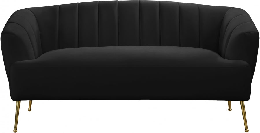 Tori Black Velvet Loveseat from Meridian - Luna Furniture