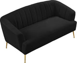 Tori Black Velvet Loveseat from Meridian - Luna Furniture