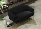 Tori Black Velvet Loveseat from Meridian - Luna Furniture