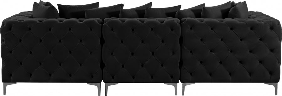 Tremblay Black 108" Velvet Modular Sofa from Meridian - Luna Furniture