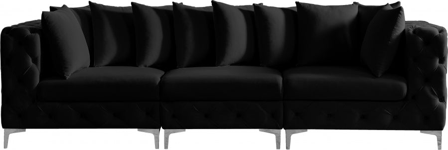 Tremblay Black 108" Velvet Modular Sofa from Meridian - Luna Furniture