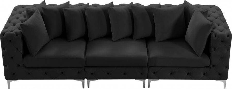 Tremblay Black 108" Velvet Modular Sofa from Meridian - Luna Furniture