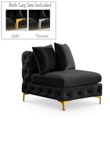 Tremblay Black Velvet Modular Armless Chair from Meridian - Luna Furniture