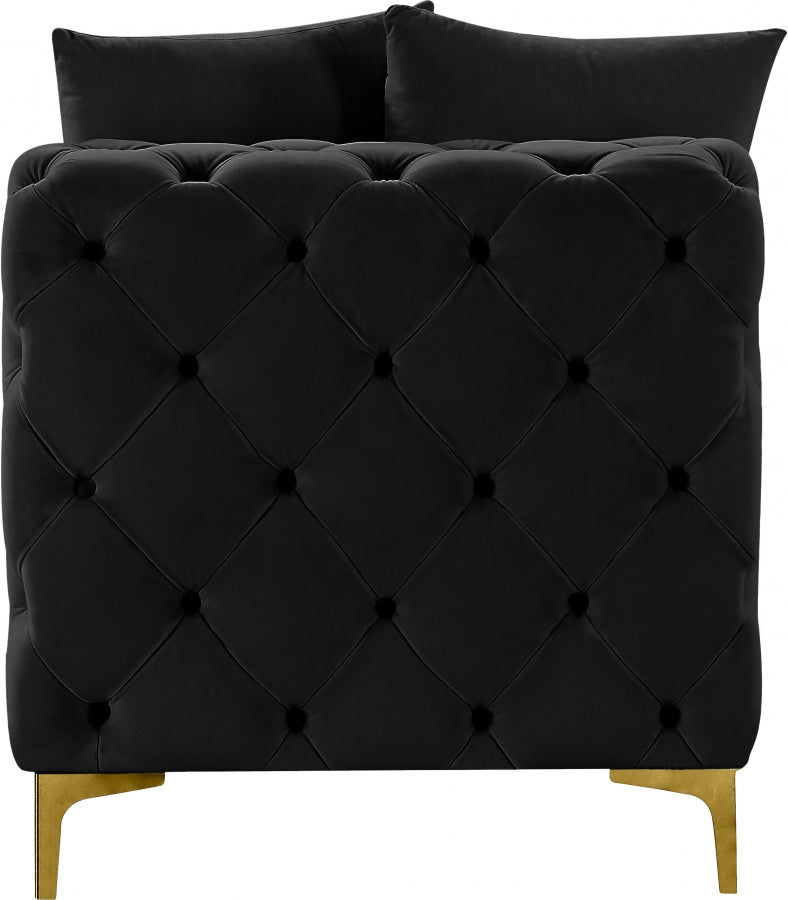 Tremblay Black Velvet Modular Armless Chair from Meridian - Luna Furniture