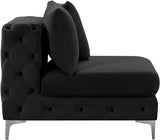 Tremblay Black Velvet Modular Armless Chair from Meridian - Luna Furniture