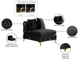 Tremblay Black Velvet Modular Armless Chair from Meridian - Luna Furniture