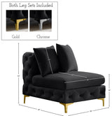 Tremblay Black Velvet Modular Armless Chair from Meridian - Luna Furniture