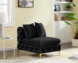 Tremblay Black Velvet Modular Armless Chair from Meridian - Luna Furniture