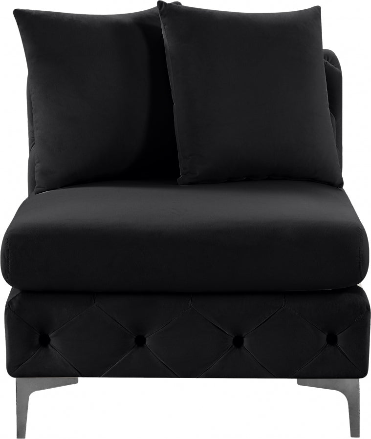 Tremblay Black Velvet Modular Armless Chair from Meridian - Luna Furniture