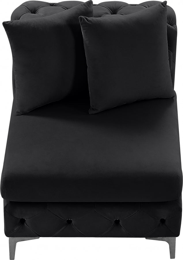 Tremblay Black Velvet Modular Armless Chair from Meridian - Luna Furniture