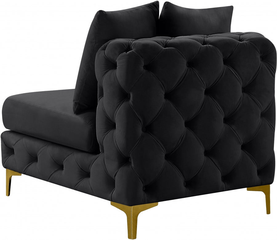 Tremblay Black Velvet Modular Armless Chair from Meridian - Luna Furniture