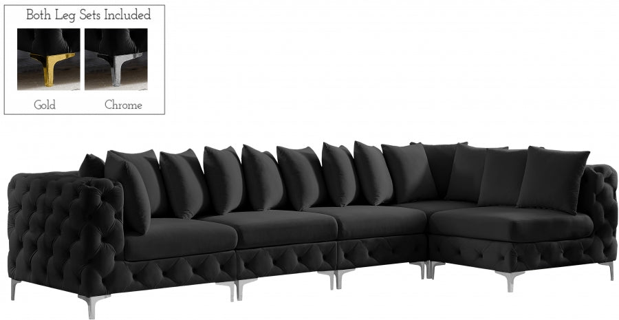 Tremblay Black Velvet Modular Sectional from Meridian - Luna Furniture