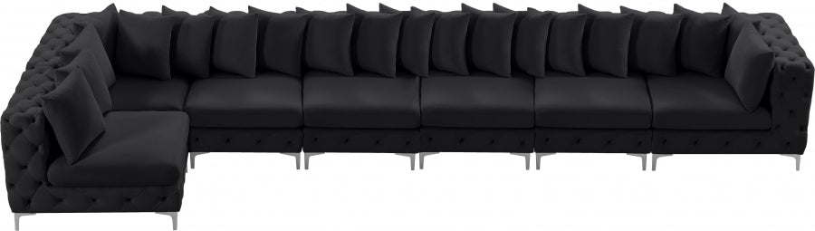 Tremblay Black Velvet Modular Sectional from Meridian - Luna Furniture