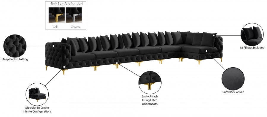 Tremblay Black Velvet Modular Sectional from Meridian - Luna Furniture