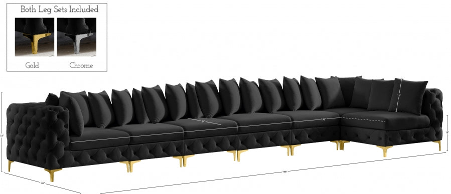 Tremblay Black Velvet Modular Sectional from Meridian - Luna Furniture