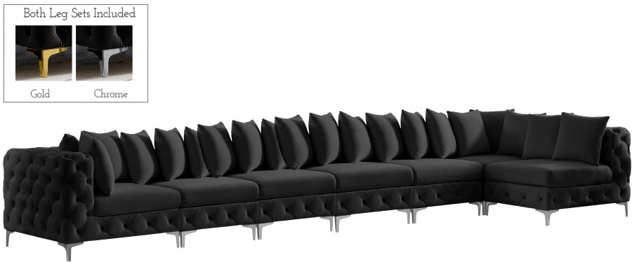 Tremblay Black Velvet Modular Sectional from Meridian - Luna Furniture