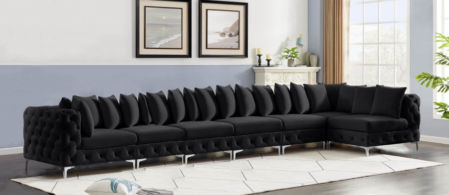 Tremblay Black Velvet Modular Sectional from Meridian - Luna Furniture