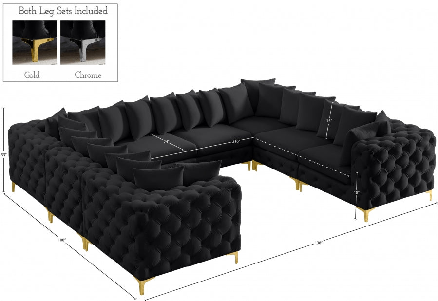 Tremblay Black Velvet Modular Sectional from Meridian - Luna Furniture