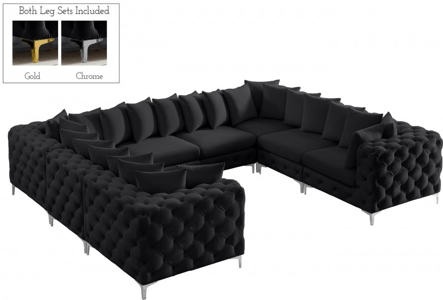 Tremblay Black Velvet Modular Sectional from Meridian - Luna Furniture