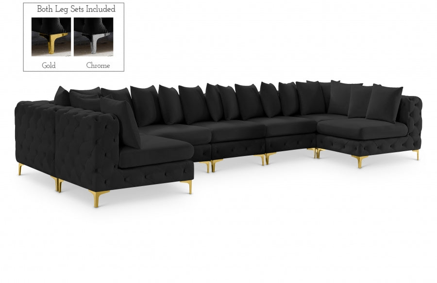 Tremblay Black Velvet Modular Sectional from Meridian - Luna Furniture