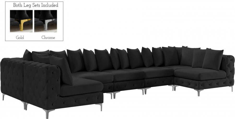 Tremblay Black Velvet Modular Sectional from Meridian - Luna Furniture